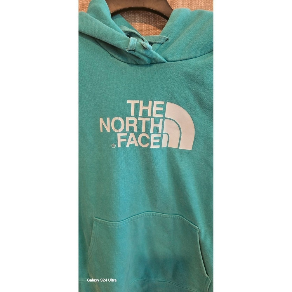 The North Face Womens Teal Blue Logo Pullover Hoodie Sweatshirt Size Large - Picture 2 of 8